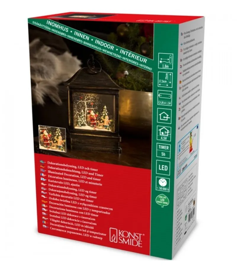 Lanterne Père Noël Sous LÀ Neige Avec Enfant, 25 Cm<Konstsmide, guirlandes lumineuses de Noël Store