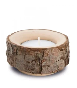 Lot De 3 Bougeoirs En Bois Avec Ecorce, 9 Cm<Waldfabrik, photophore en bois et étoile sapin de Noël Cheap