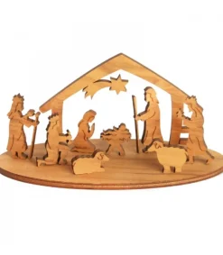 Mini Crèche De Noël Avec Personnages En Bois D'Olivier, 5 Cm<Waldfabrik, photophore en bois et étoile sapin de Noël Best