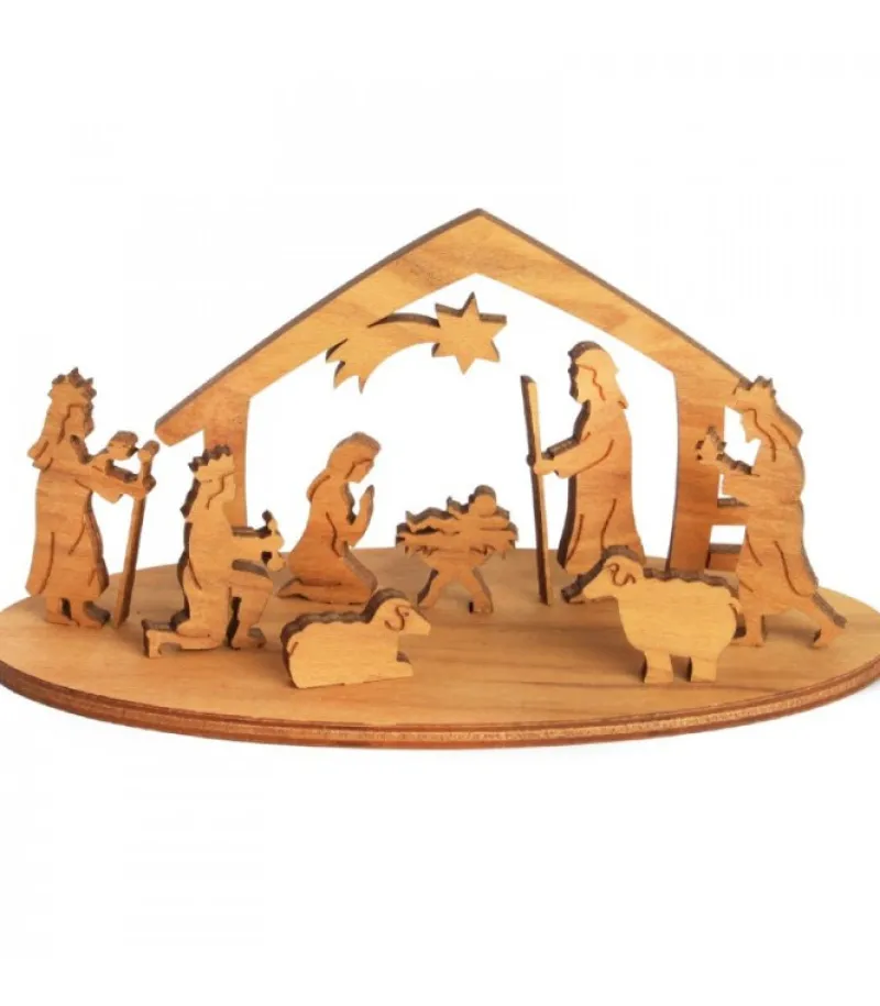 Mini Crèche De Noël Avec Personnages En Bois D'Olivier, 5 Cm<Waldfabrik, photophore en bois et étoile sapin de Noël Best