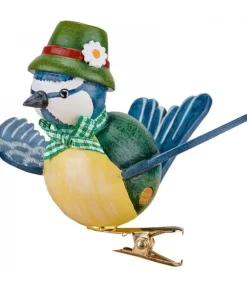 Oiseau Décoratif, Mesange Bleue Et Noeud Vert, 6 Cm<Hubrig, figurines pour enfant Online