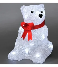 Ours Lumineux A Led En Acrylique Avec Ruban Rouge, 18 Cm<Konstsmide, guirlandes lumineuses de Noël Sale