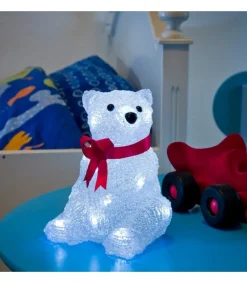 Ours Lumineux A Led En Acrylique Avec Ruban Rouge, 18 Cm<Konstsmide, guirlandes lumineuses de Noël Sale