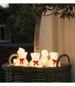 Oursons Lumineux A Led En Acrylique Avec Ruban Rouge, 12 Cm<Konstsmide, guirlandes lumineuses de Noël Store