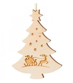 Pendentif Sapin De Noël En Bois, Père Noël Et Traineau<Waldfabrik, photophore en bois et étoile sapin de Noël Discount