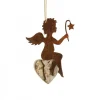 Petit Ange En Metal A Suspendre Et Coeur En Bois Avec Etoile<Waldfabrik, photophore en bois et étoile sapin de Noël Cheap