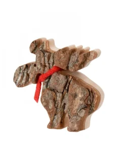 Petit Elan En Bois Avec Noeud Rouge 8 Cm<Waldfabrik, photophore en bois et étoile sapin de Noël Cheap