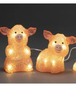 Petits Cochons Roses Lumineux En Acrylique Led 12,5 Cm, Lot De 5<Konstsmide, guirlandes lumineuses de Noël New