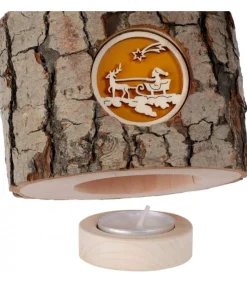 Photophore En Bois, 1 Motif Père Noël Et Traineau<Waldfabrik, photophore en bois et étoile sapin de Noël Store