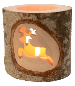 Photophore En Bois Avec 2 Motifs En Bois Cisele, Renne<Waldfabrik, photophore en bois et étoile sapin de Noël Best