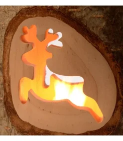 Photophore En Bois Avec 2 Motifs En Bois Cisele, Renne<Waldfabrik, photophore en bois et étoile sapin de Noël Best