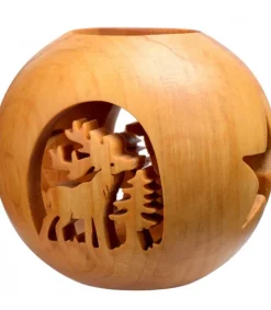 Photophore En Bois Forme Spherique, Motif Cerf En Foret<Waldfabrik, photophore en bois et étoile sapin de Noël Clearance