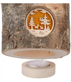 Photophore En Rondin De Bois, 1 Motif Animaux De La Foret<Waldfabrik, photophore en bois et étoile sapin de Noël Fashion