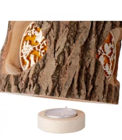 Photophore En Rondin De Bois, Avec 3 Motifs, Ecureuil, Chat Et Oiseaux<Waldfabrik, photophore en bois et étoile sapin de Noël Best Sale