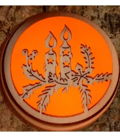 Photophore Rondin De Bois, Avec 3 Motifs Crèche, Père Noël Et Bougies<Waldfabrik, photophore en bois et étoile sapin de Noël Sale