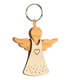 Porte-Cle Ange Avec Coeur Et Robe En Cuir N°1, 5,5 Cm<Waldfabrik, photophore en bois et étoile sapin de Noël Cheap