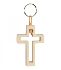 Porte-Clef En Bois Avec Croix Découpee, 5 Cm<Waldfabrik, photophore en bois et étoile sapin de Noël Cheap