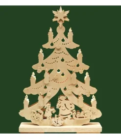 Père Noël Et Rennes Dans Sapin De Noël Led En Bois<Ratags, décos de Noël lumineuses en bois Online