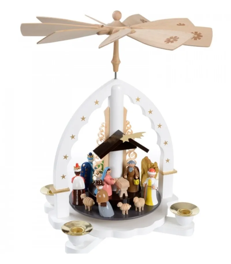 Pyramide Allemande Avec Crèche De Noël Blanche<Richard Glasser, Pyramides de Noël allemandes Store