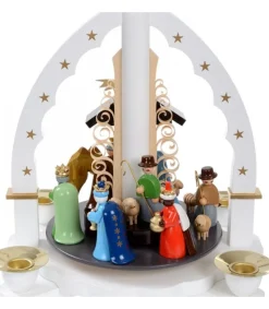 Pyramide Allemande Avec Crèche De Noël Blanche<Richard Glasser, Pyramides de Noël allemandes Store