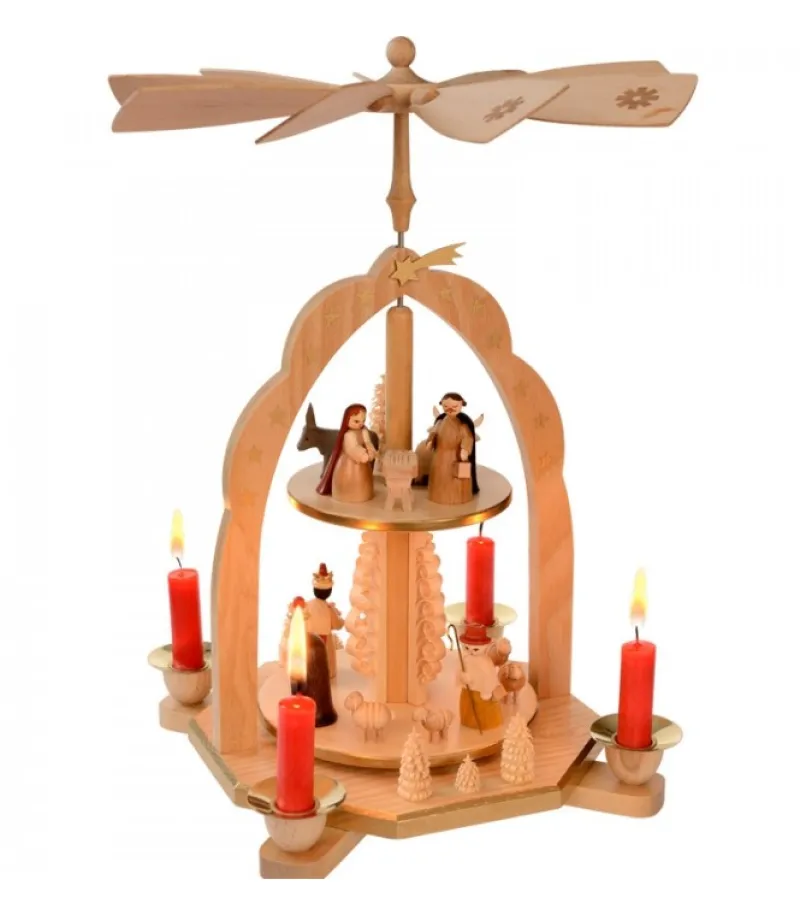 Pyramide Avec Scene De Crèche De Noël Complete<Richard Glasser, Pyramides de Noël allemandes Sale