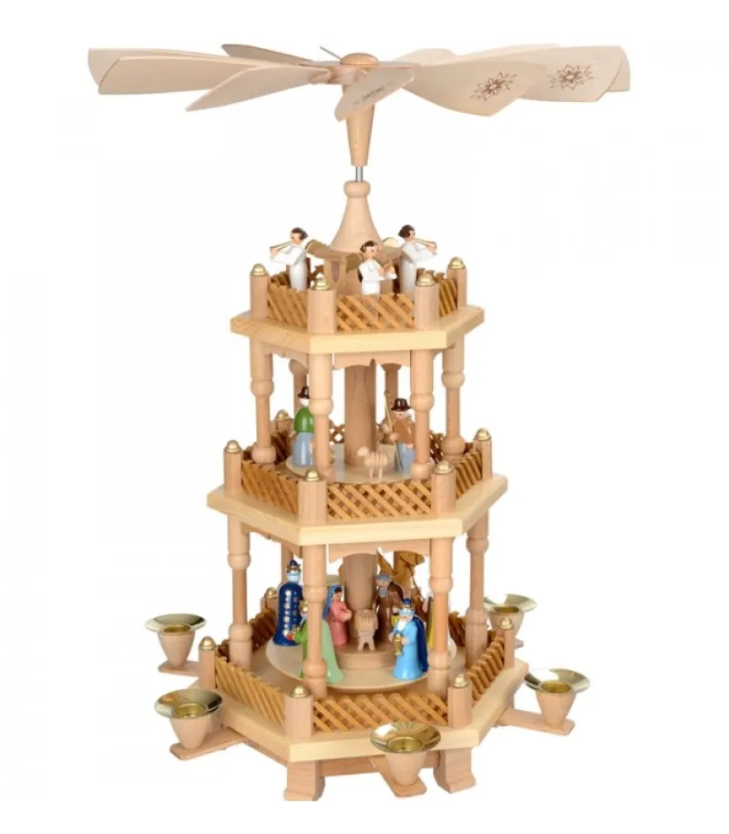 Pyramide De Noël 2 Etages Avec Personnages Couleur<Richard Glasser, Pyramides de Noël allemandes Best Sale