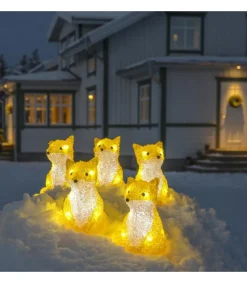 Renards Lumineux Acryliques Led Assis, Lot De 5, 12 Cm<Konstsmide, guirlandes lumineuses de Noël Hot