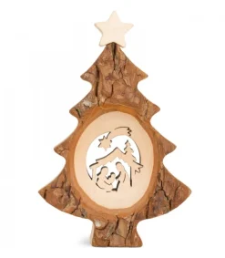 Sapin De Noël En Bois Avec Crèche Ciselee, 12 Cm<Waldfabrik, photophore en bois et étoile sapin de Noël Hot