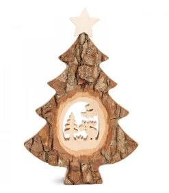 Sapin Noël En Bois Avec Elan Cisele, 18 Cm<Waldfabrik, photophore en bois et étoile sapin de Noël Cheap